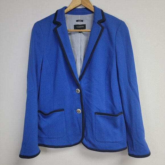 Talbots Jackets & Blazers - Talbots Blue Nautical Aberdeen Knit Blazer Sz 8 Jacket Gold Crest Buttons Career